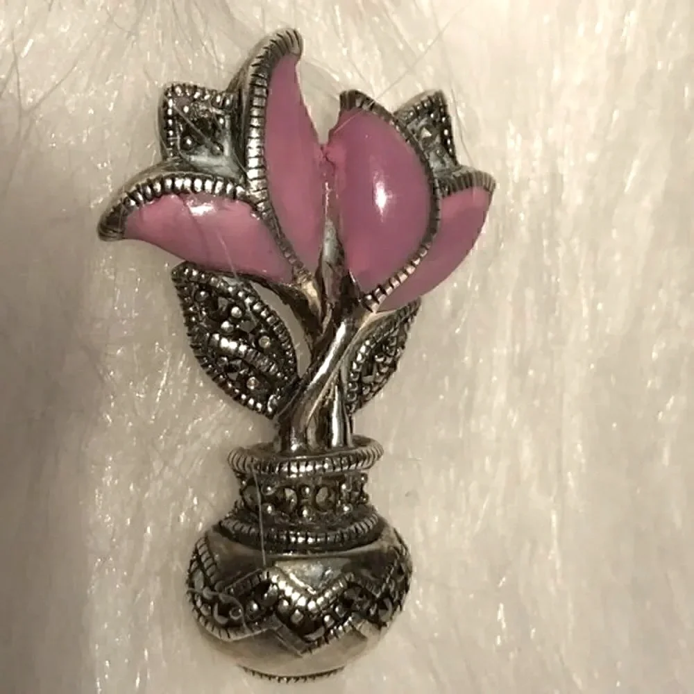 Beautiful Flowers 925 silver pin